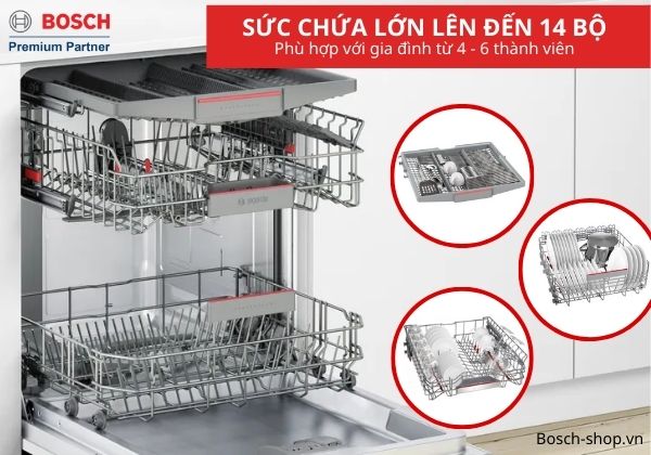 Máy rửa bát Bosch SMS6ZCW42E sức chứa 14 bộ