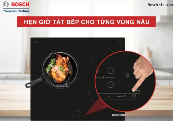 PUC611BB5E hẹn giờ tắt cho từng vùng nấu