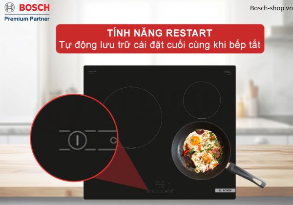 PUC611BB5E tự động lưu trữ cài đặt cuối khi tắt bếp